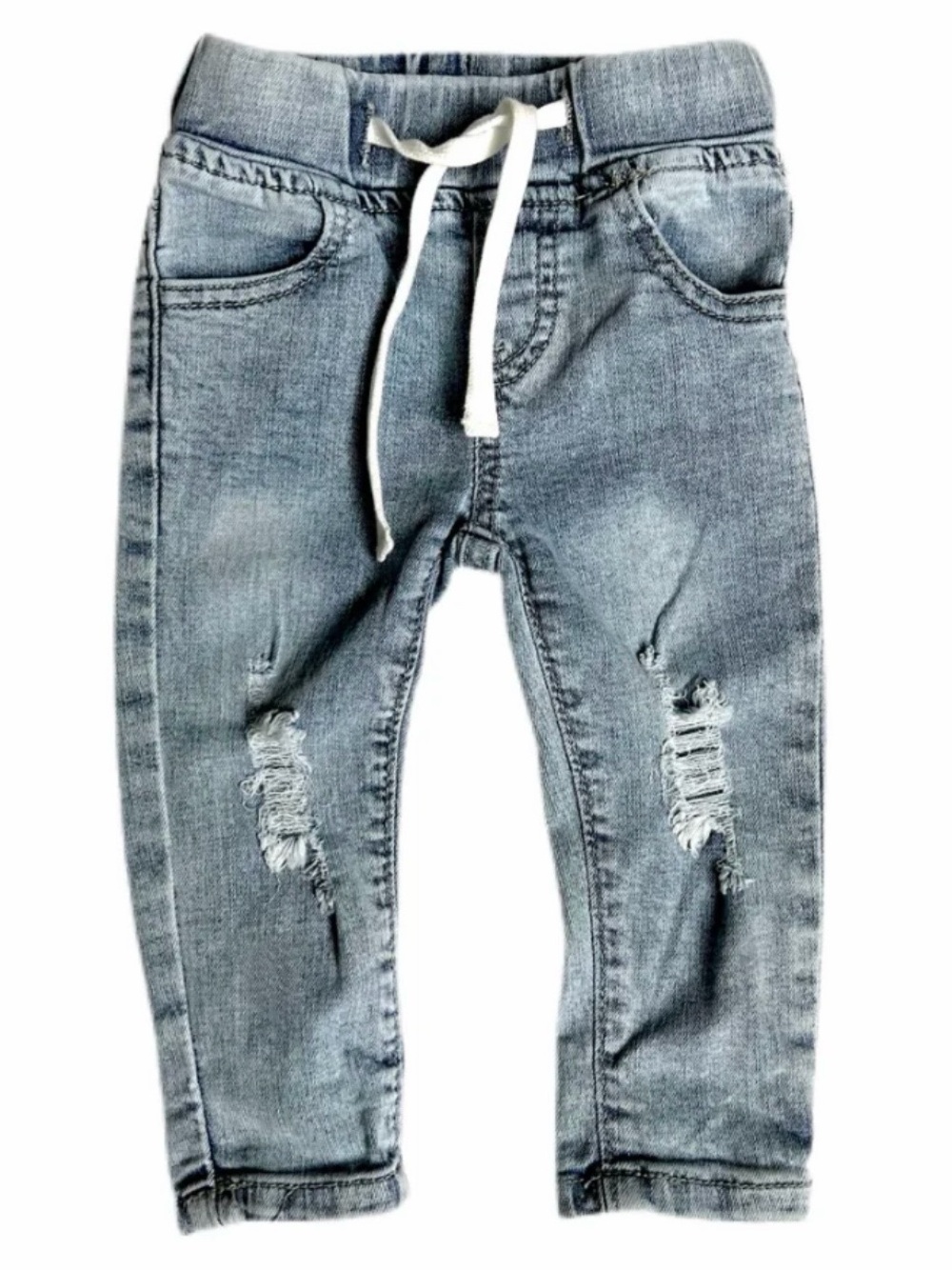 Little Bipsy Kids Distressed Light Blue Denim Jogger Pants in 3T-4T